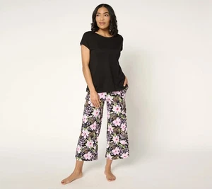 Stan Herman Set Salotto Rayon Cotone Stampa Fiori Selvatici Nero M Nuovo - Foto 1 di 1
