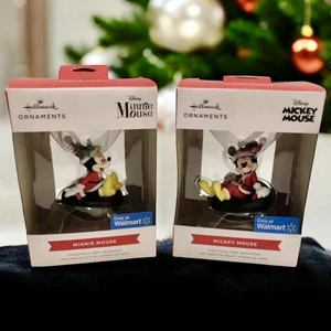 Hallmark Mickey & Minnie Mouse Christmas Ornaments Set Of 2 Disney New In Box - Picture 1 of 21
