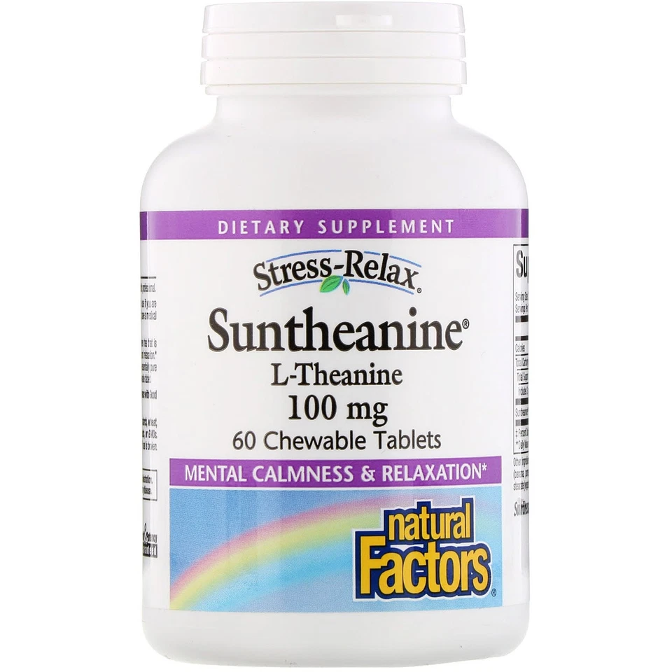 Natural Factors Stress-relax Suntheanine L-theanine 60 Chewable Tablets