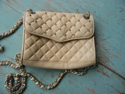 BOLSO BANDOLERA REBECCA MINKOFF ACOLCHADO CUERO TOSTADO MINI AFFAIR TACHUELAS CADENA Foto 1 de 4