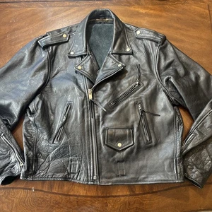 Vintage Leder Motorrad Jacke Heavy Duty Biker ohne Futter Größe L - Bild 1 von 9