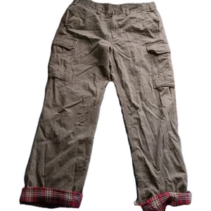 Vintage Y2K Eddie Bauer Herren Flanell kariert gefüttert Cargo Hose Arbeit Grunge grün 38 - Bild 1 von 5