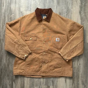 Vintage Carhartt C01 BRN Brown Blanket Lined Chore Coat Size 52 - Bild 1 von 6