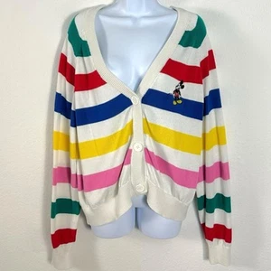 Mickey Mouse Disney Rainbow 100 Years Anniversary Cardigan Sweater Size XL - Picture 1 of 8