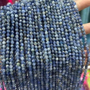 AAA+ Natural 2-3MM Blue Sodalite Faceted Round Shape Gemstone Beads 12.5" Strand - Picture 1 of 10