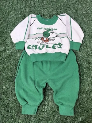 Conjunto Sudadera Pantalones Bebé 12M Vintage Años 90 Philadelphia Eagles Snoopy Cuello Redondo Foto 1 de 4