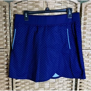 Pebble Beach Dry Luxe Performance Navy Blue Polka Dot Golf Skort Size L - Picture 1 of 6