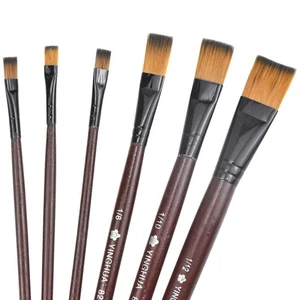 6 PCS Flat Paint Brush Set - Professional Art Brushes for All Mediums - Picture 1 of 8