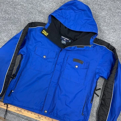 Винтажный Polo Sport куртка мужская M синий черный с капюшоном флис с подкладкой вентилируемый Y2K - Изображение 1 из 4