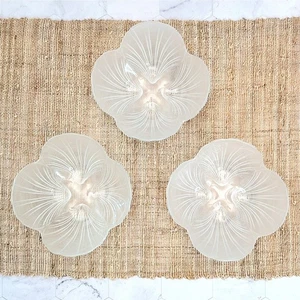 Ciotole vintage Mikasa Hoya in vetro smerigliato conchiglia smerlato 6", set di 3 - Foto 1 di 6