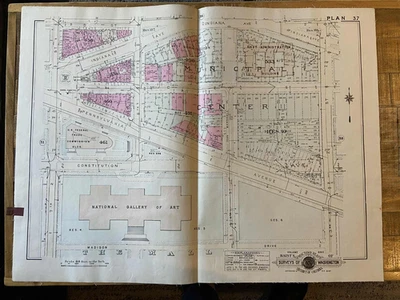 Detailed large plat map. Federal Triangle Area (Plan 37) Washington D.C.  1948 - Image 1 of 4