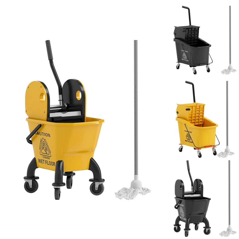 HOMCOM Mop Bucket with Wringer on Wheels for Floor Cleaning - Image 1 of 1