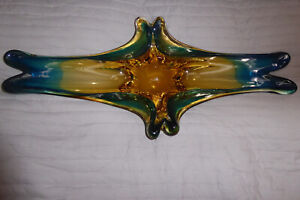 Große Flavio Poli  Murano Glas Zipfelschale 60 cm Handmade 60er 2,9 kg 60 cm