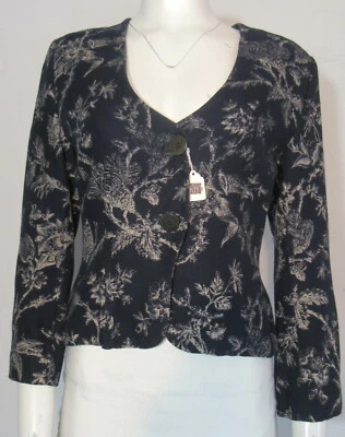 GIORGIO ARMANI Blazer Azul Marino Estampado Floral Marfil Talla 42 Foto 1 de 4