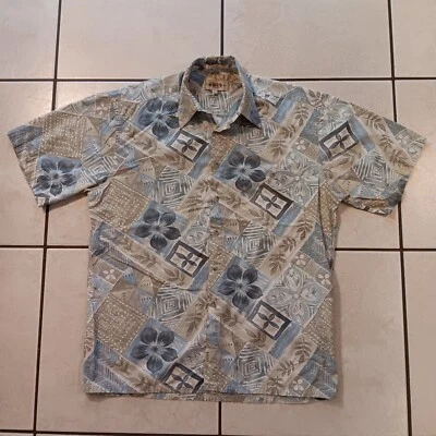 CAMPIA MODA Men's Hawaiian Shirt Size Medium Front Pocket Floral Geometric  - Image 1 of 4