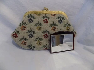 Vtg COBLENTZ Floral Embroidered Clutch w/Compact (226) - Picture 1 of 6