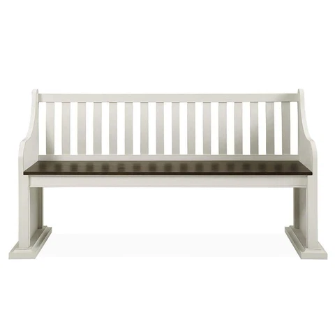 Steve Silver Dining Bench 18" x 64" Wood Dark Oak Seat / Ivory Frame w/ Back Cover