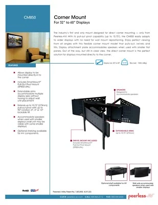 Peerless CM850 Corner Mount Articulating Monitor Mount - Image 1 of 4