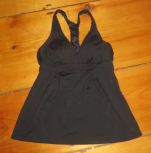 Camiseta Tankini Lands End Negra Para Mujer Talla 6 Sujetador Suave Integrado Espalda Corredora - Imagen 1 de 2
