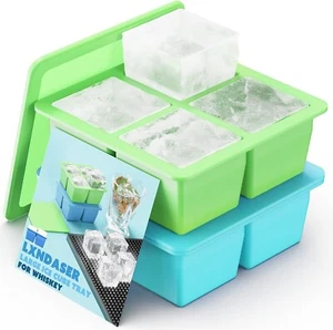 2 Pack Silicone Ice Cube Tray with Lid Large Ice Cube Molds For Freezer Easy (B - Picture 1 of 7
