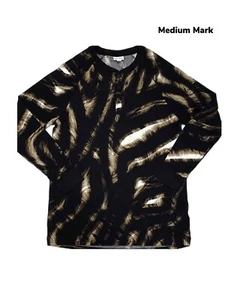 Top mediano Lularoe Mark Henley marrón bronceado estampado blanco se adapta al 10/12 - Imagen 1 de 1