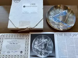 THE BLUE JAY Knowles Caja de Placas de Coleccionista Certificado de Autenticidad China COLECCIÓN DE AVES DE JARDÍN 1985 - Imagen 1 de 7