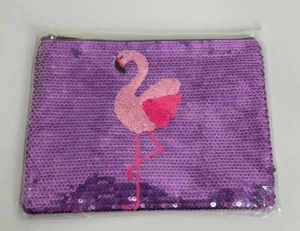NUEVO Bolso de Maquillaje Flamenco Tarte Púrpura Rosa Lentejuelas Cosméticos Viaje Bolsa de Almacenamiento - Imagen 1 de 4