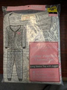 Bobbie Brooks Sleepwear Ladies Premium Thermal Set Size Large Gray New - Picture 1 of 3