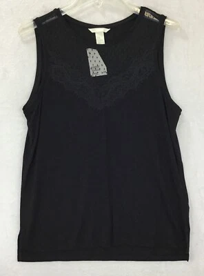 H&M / Sleeveless Lace Panel Embellished Stretch Knit Blouse Tank Top / Size M - Image 1 of 4