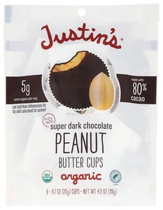 Justins Peanut Butter Cup Super Dark Chocolate 4.2 oz Pack Of 1 - Picture 1 of 2