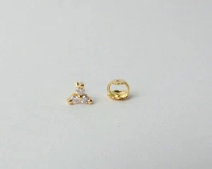PENDIENTES DE TRÍO DE DIAMANTES 0,08 QUILATES ORO AMARILLO SÓLIDO 14K DIAMANTE NATURAL (PIEZA ÚNICA) - Imagen 1 de 4