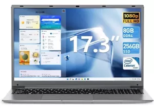 SGIN Laptop 17 Inch computer with 8GB RAM 256GB SSD Quad Core 2.6 GHz Mini HDMI - Picture 1 of 9