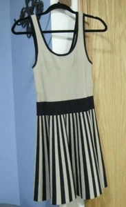 Womens M Med Medium Guess Tan/Black Stripe Fitted Bodice/Flair Skirt Dress-ELLE - Bild 1 von 9