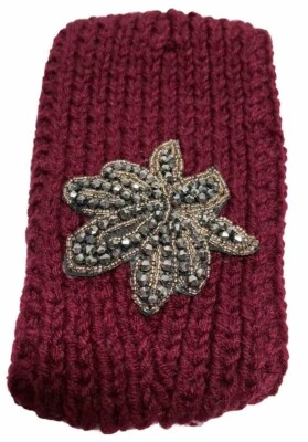 Envoltura para la cabeza de punto de ganchillo de invierno para mujer con cuentas de diamantes de imitación ajustable con botones Foto 1 de 4