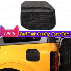 1pcs Carbon Fiber ABS Fuel Tank Lid Gas Cap Cover Trim For Ford Bronco 2021-2024 - Picture 1 of 6