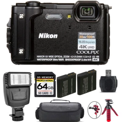Nikon COOLPIX W300 Camera (Black) + Extra Battery + Flash - 64GB Kit - Image 1 of 4