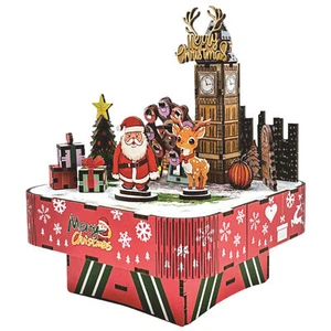 3D Wooden Puzzle Castle Model Music Box DIY Building Toy Xmas Gift Home Decor - Picture 1 of 12