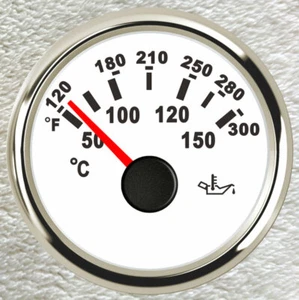 white 2"/52mm oil temperature gauge 50-150℃ 120-300°F 361-19ohm for car boat - Picture 1 of 6