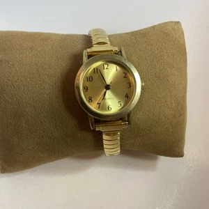 Women's Watch 23mm Gold Tone Dial Round Case Stretch Band – New Battery - Picture 1 of 5