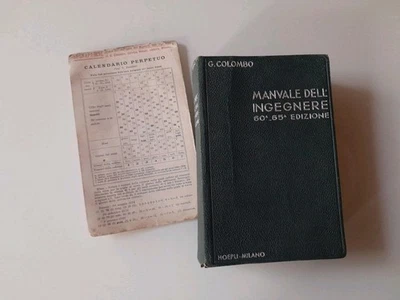 G.COLOMBO - MANUALE DELL'INGEGNERE  60a - 65a Ed. HOEPLI 1933 - Immagine 1 di 4