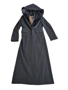 Cappotto lana lungo espresso vintage donna 9 10 nero Regencycore Old Money inverno - Foto 1 di 11