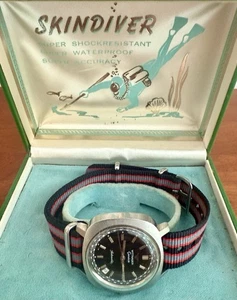 1960’s Swiss Wittnauer Geneve Skin Diver Submariner Style Watch New NATO Strap - Picture 1 of 18