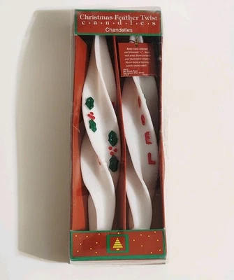Velas vintage pluma torção cônica branca Natal azevinho decoração de férias - Imagem 1 de 4