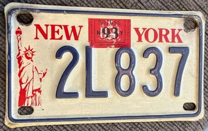 New York Motorrad 🏍️ Kennzeichen 2L837 1993 Aufkleber - Bild 1 von 2