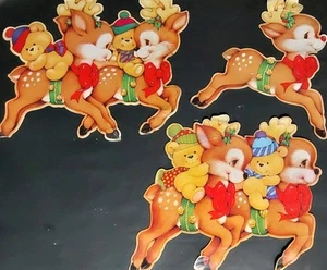 Vintage 70s/80s 5 Pc Christmas Die Cut Decor Lot Reindeer & Santa Pls Read - Picture 1 of 10