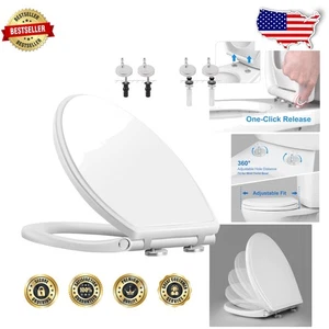 Sedile wc bianco allungato chiusura silenziosa sgancio con un clic stabile facile installazione - Foto 1 di 8