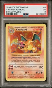 CHARIZARD 1999 POKEMON BASE SET SHADOWLESS HOLO #4 PSA 3 - Picture 1 of 2