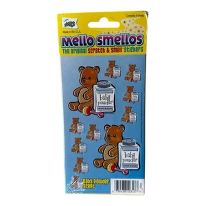 NEW Mello Smello Scratch 'n Sniff Baby Powder Scented Stickers Blue, Teddy Bears - Picture 1 of 2