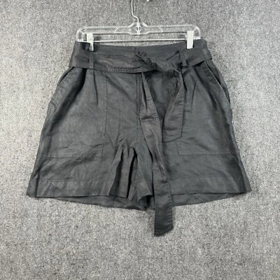 Pantalones Cortos Lauren Ralph Etiqueta Negra Para Mujer’s 8 Negros 100% Lino Cinturón Tiro Alto Foto 1 de 4