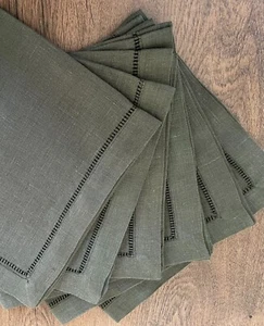 Set of 6 - 45x45cm Cotton/Linen blend - Hemstitched Napkins, Fine Dining Table - Picture 1 of 3
